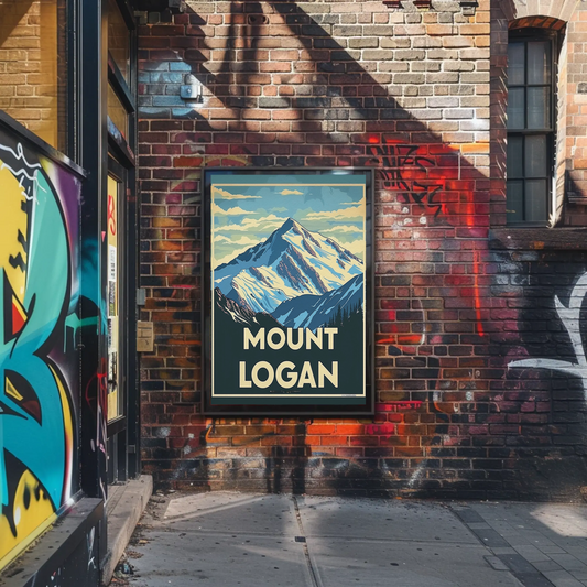 Mount Logan Snow Peak Vintage Travel Poster