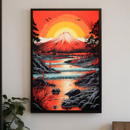 Radiant Mountain Sunset Poster PosterGoat