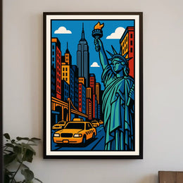 New York City Poster Modern Vibrant Urban Scene Wall Art