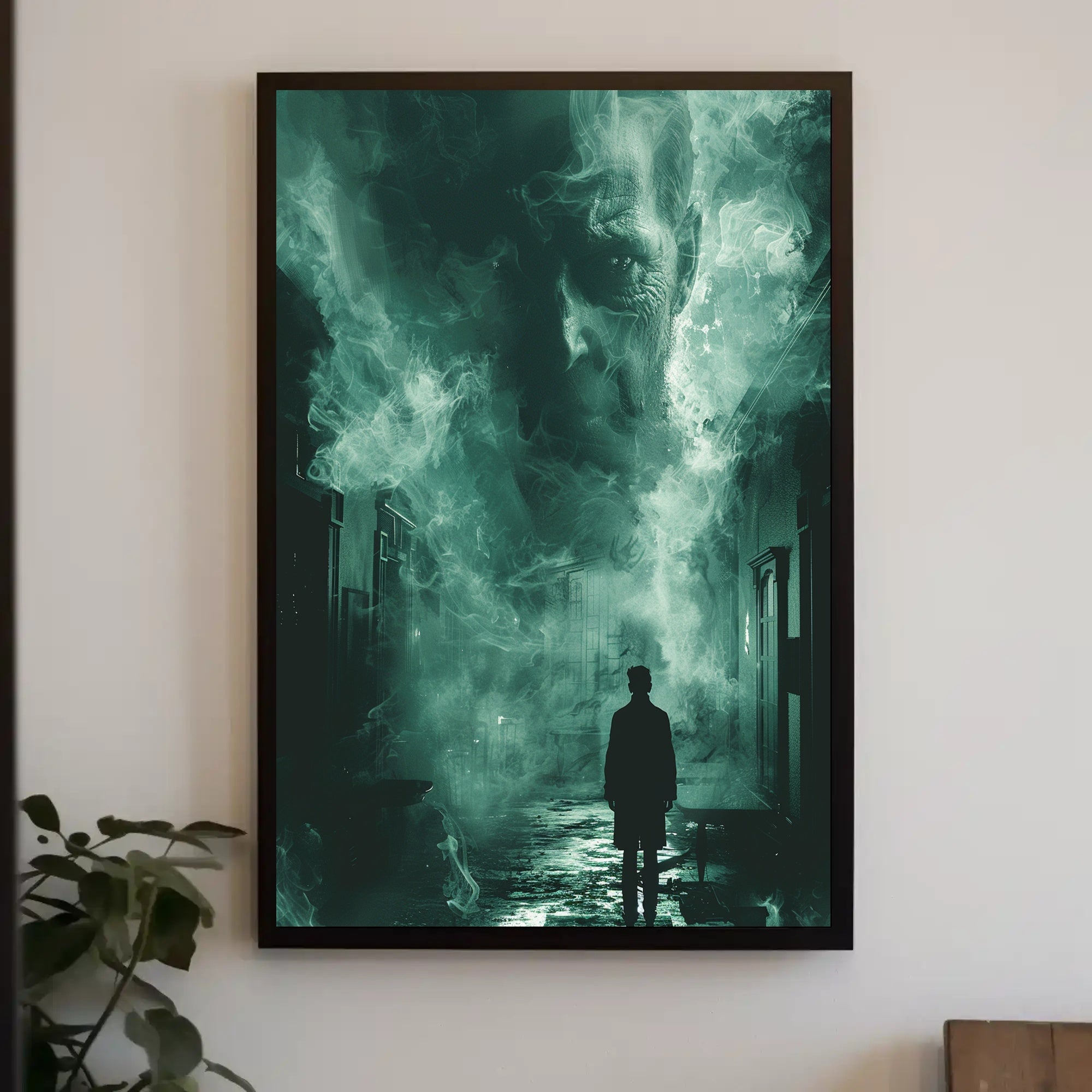 Surreal Ghostly Face in Atmospheric Mystery Poster PosterGoat