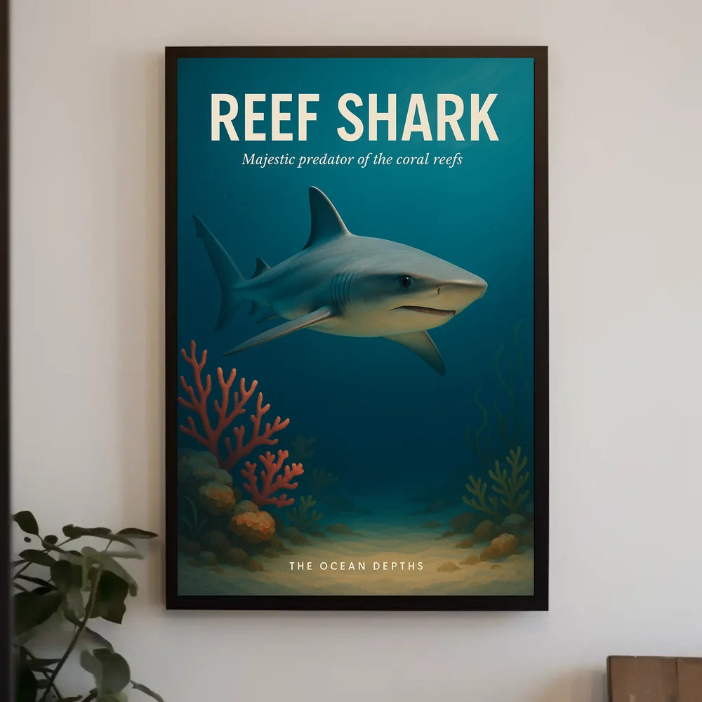 Majestic Reef Shark Photorealistic Animal Poster PosterGoat