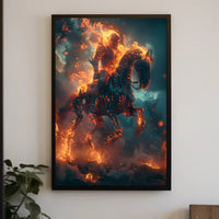 Fiery Skeletal Knight in Apocalyptic Fantasy or Mythology Poster PosterGoat
