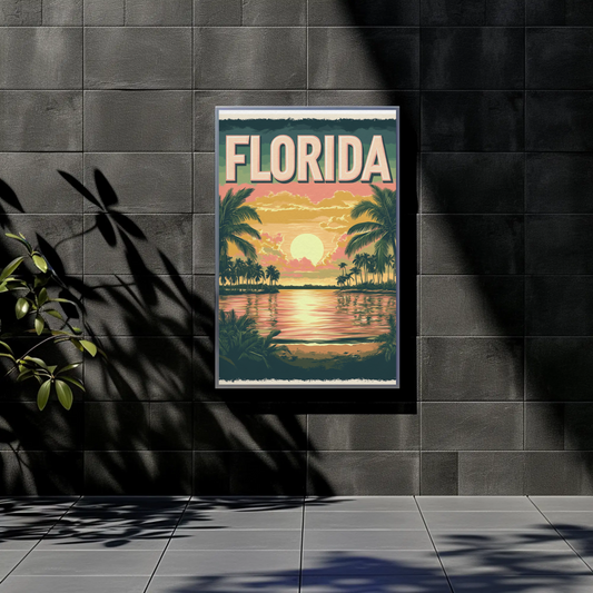 Florida Vintage Poster - Tropical Sunset