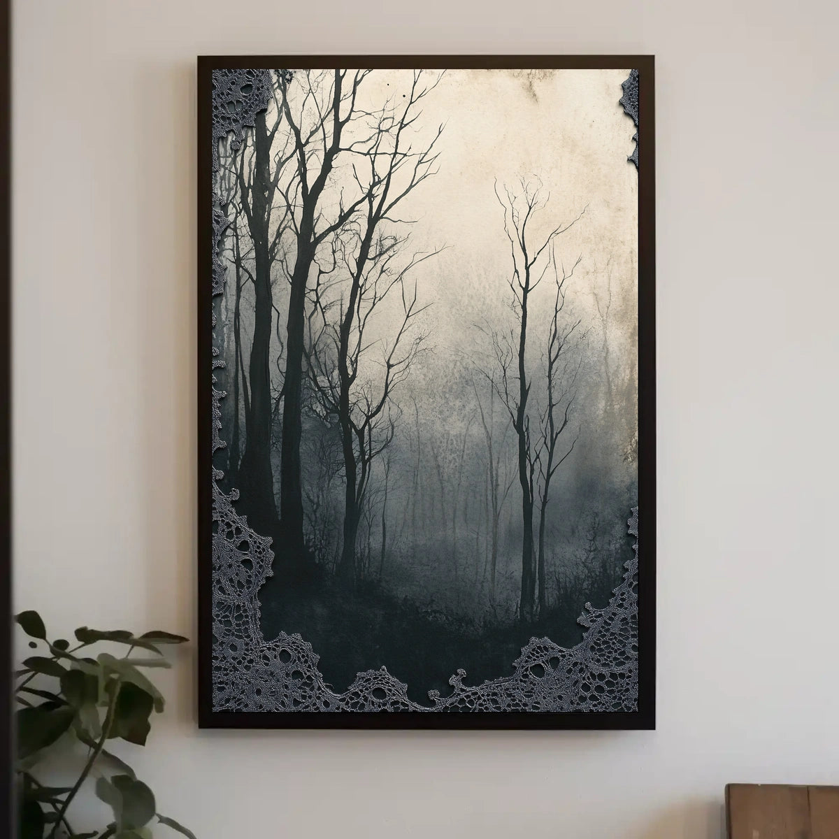 Misty Monochrome Forest Artistic Poster