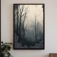 Misty Monochrome Forest Artistic Poster