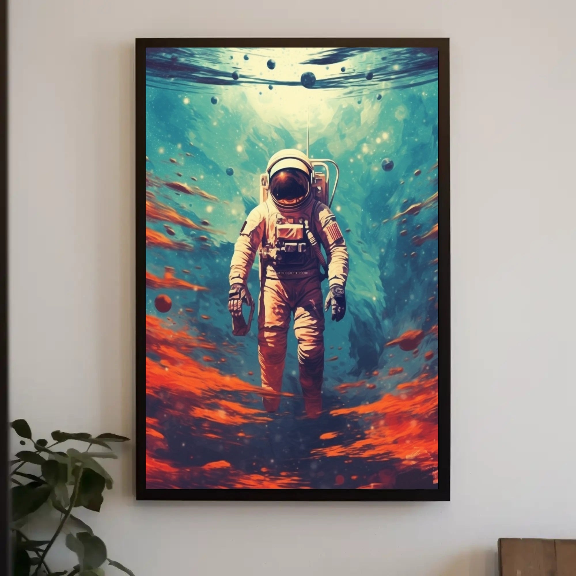 Astronaut in Cosmic Waters Poster