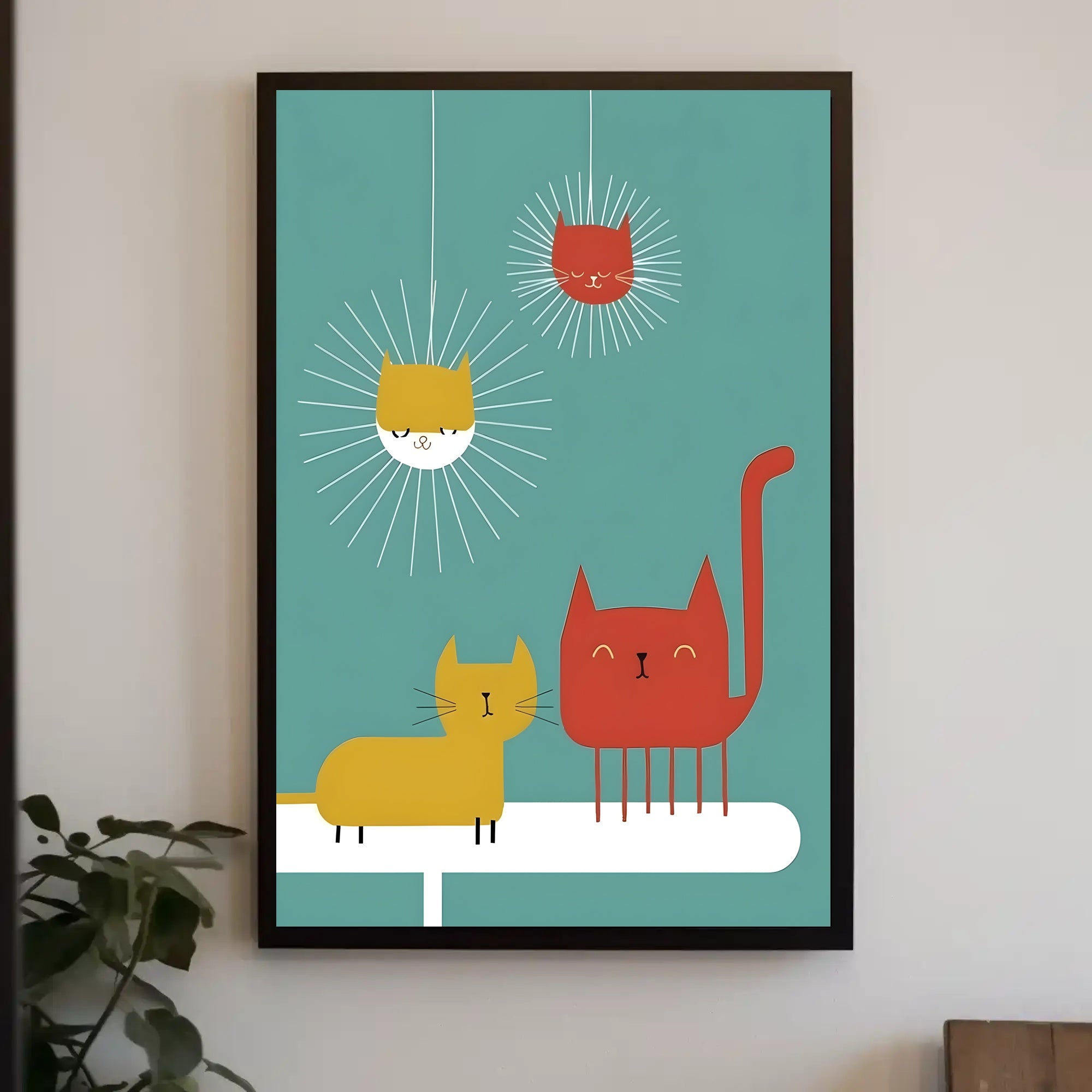 Whimsical Feline Friends Poster