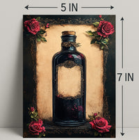 Vintage Potion Bottle With Roses Vintage Poster