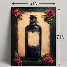 Vintage Potion Bottle With Roses Vintage Poster