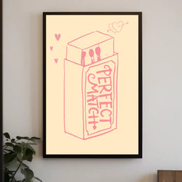 Perfect Match: Love Romance Minimalist Design Artistic Poster PosterGoat