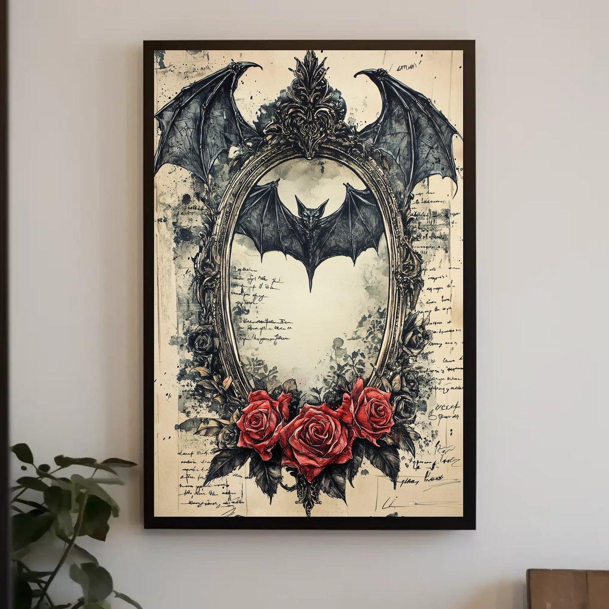 Gothic Bat Design Artistic Abstract and Pop Culture Poster