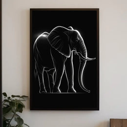 Illuminated Elephant Silhouette Poster