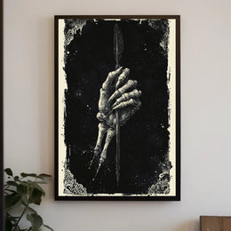 Eerie Dark Skeleton Hand with Arrow Art Print Poster