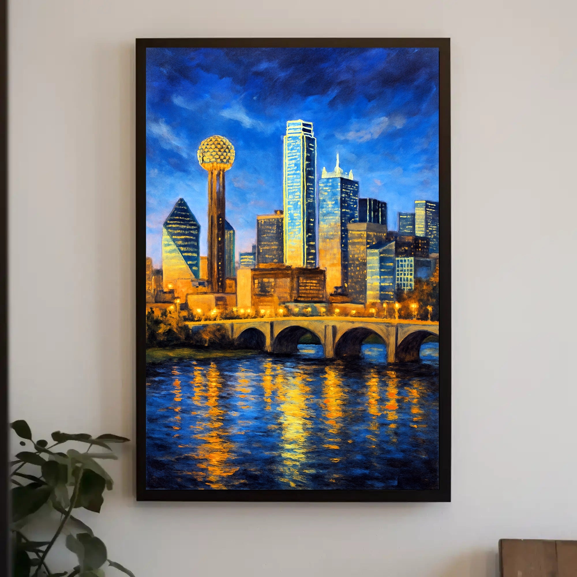 Illuminated Cityscape at Dusk Poster PosterGoat