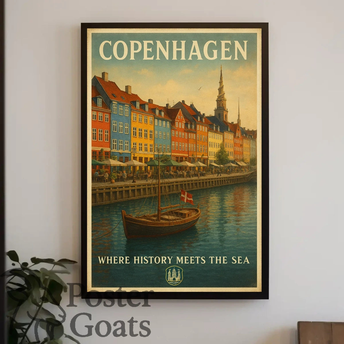 Copenhagen Nyhavn Waterfront Travel Poster