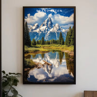 Grand Teton Travel Poster Vintage Mountain Print
