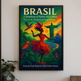 Brazil Culture and Nature Dance Parrots Christ The Redeemer Poster