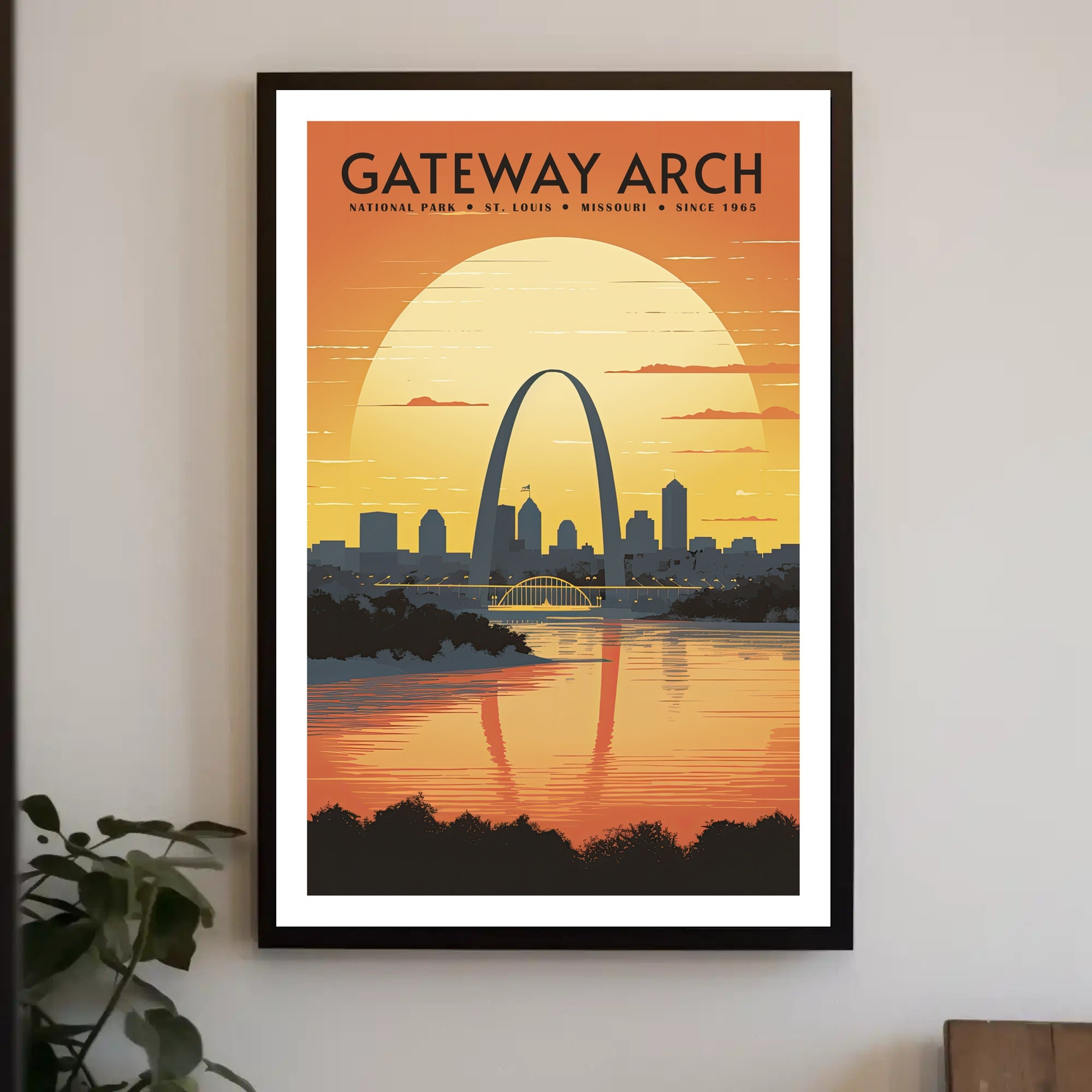 Gateway Arch Sunset Poster Travel Wall Art Print