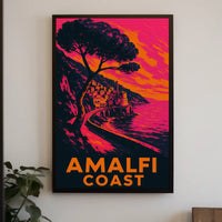 Amalfi Coast Poster Wall Art for Coastal Home Decor