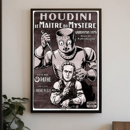 Houdini Robot Illusion: Vintage Suspense Movie Poster