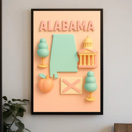 Alabama State Icons Poster