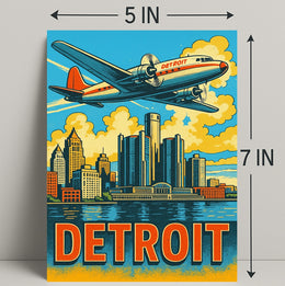 Detroit Skyline and Aviation Poster PosterGoat