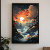 Serene Sunset Over Majestic Waters Poster PosterGoat