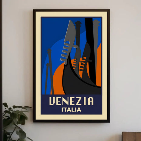 Venice Art Deco Gondola Travel Poster