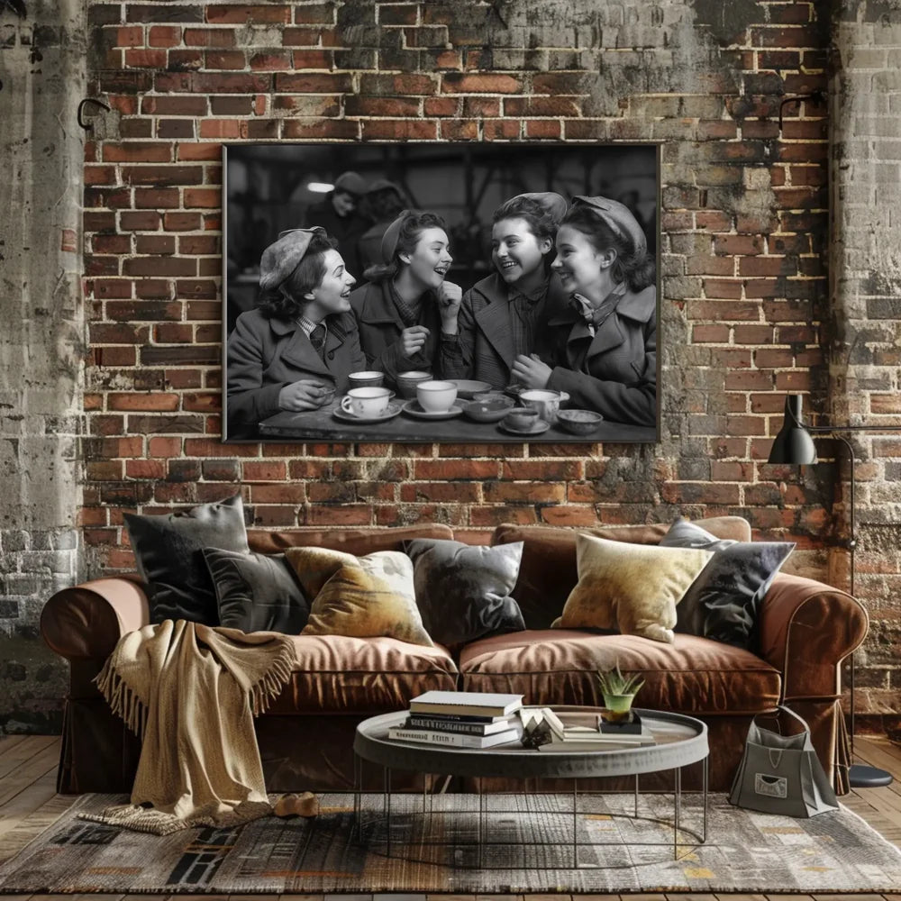 Vintage Café Gathering: Timeless Friendship Poster