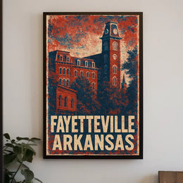 Fayetteville Vintage Travel Architecture Patriotic Poster