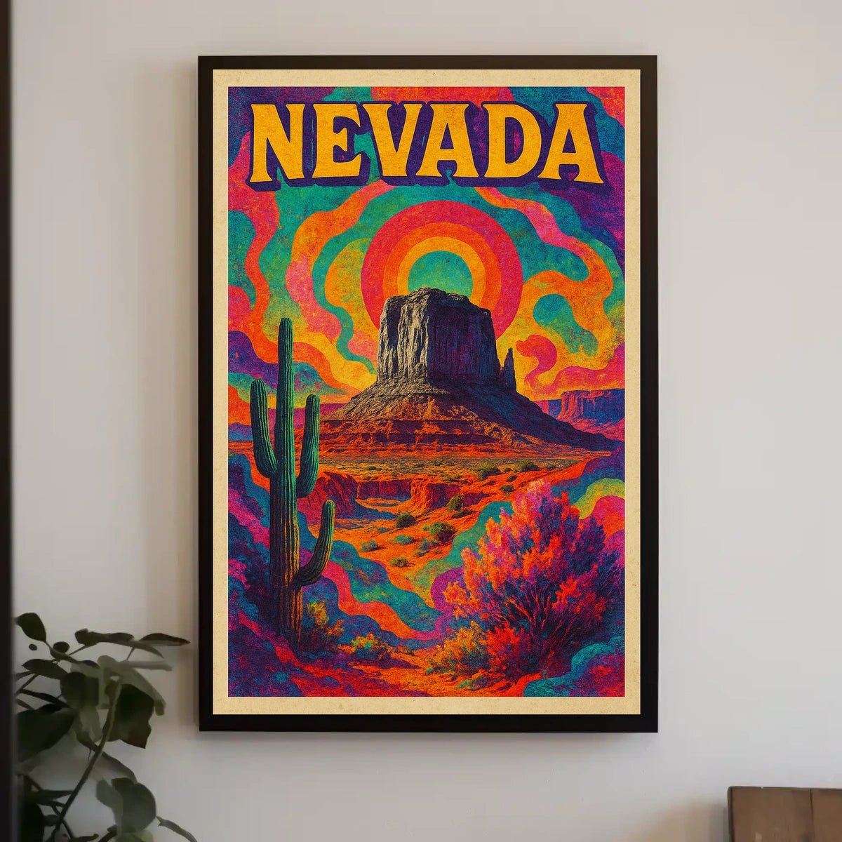 Nevada Psychedelic Desert Landscape Poster