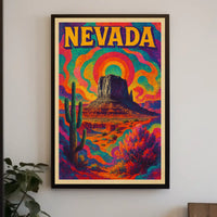 Nevada Psychedelic Desert Landscape Poster