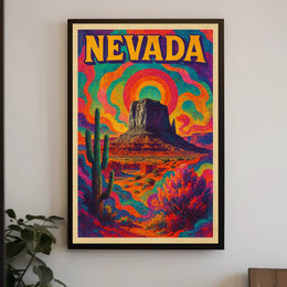Nevada Psychedelic Desert Landscape Poster
