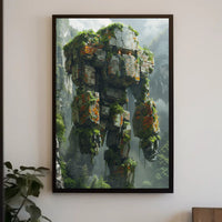 Futuristic Mech in Nature Reclamation Sci-Fi Poster