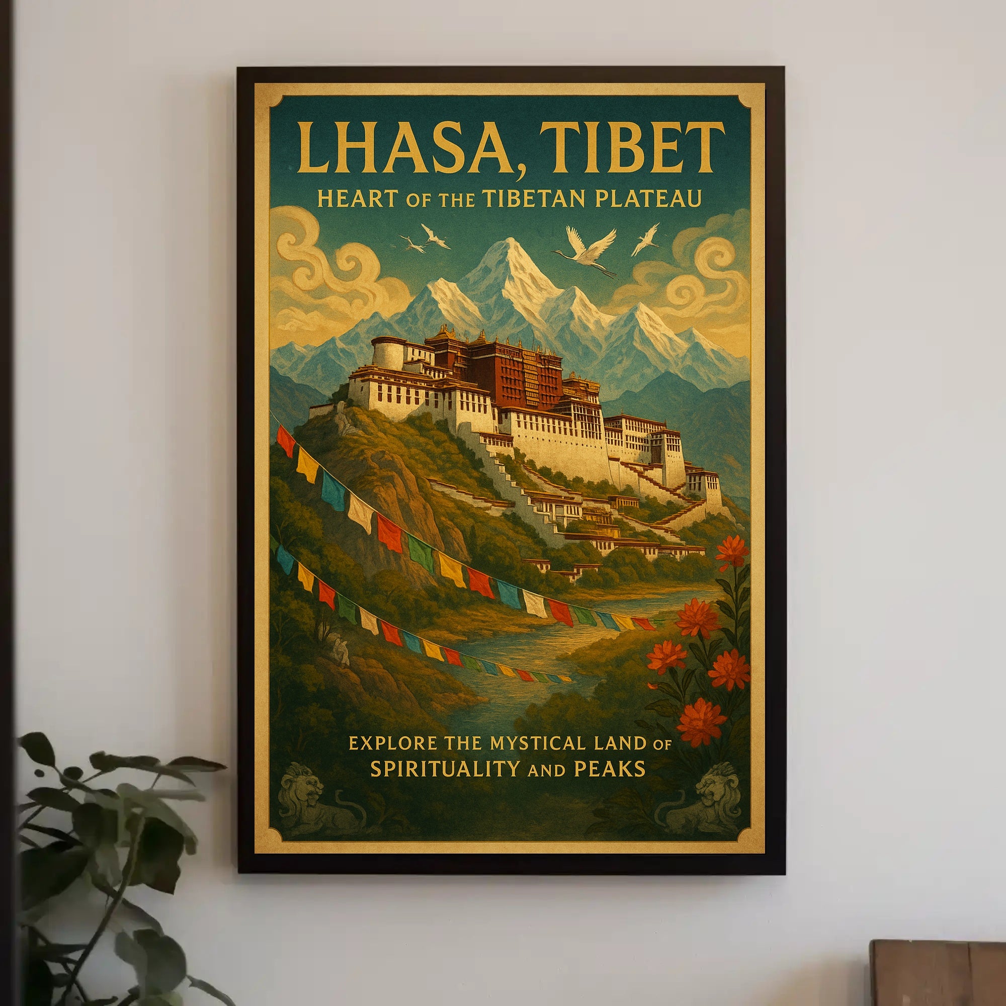 Lhasa Vintage Travel Poster with Tibetan Spiritual Essence