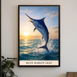 Blue Marlin Leap Poster PosterGoat