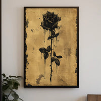 Black Rose Ink Dripping Gothic Art Poster PosterGoat