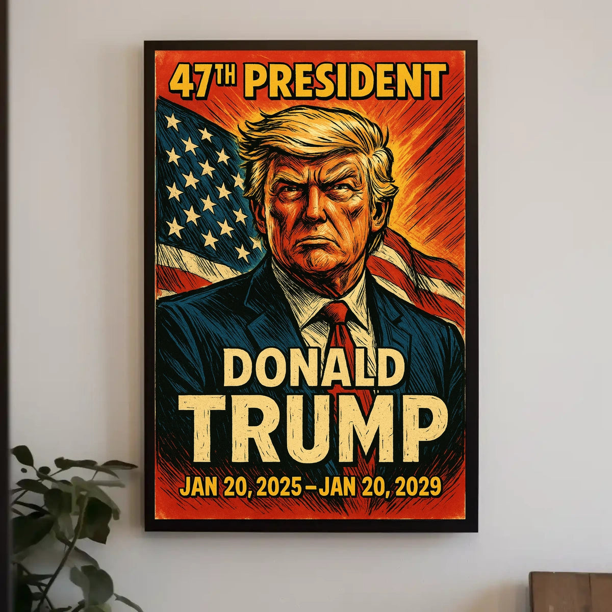 Donald Trump Resolve Patriotic Vintage Line Art Poster