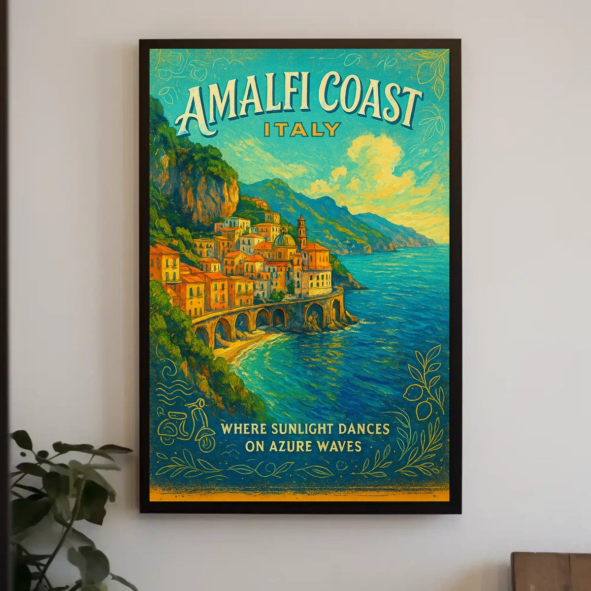 Amalfi Coast Vintage Italian Art Poster Print