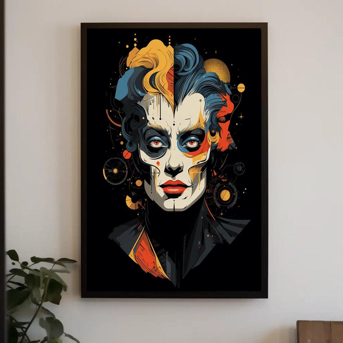 Abstract Artistic Poster with Geometric Shapes and Bold Colors