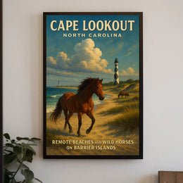 Cape Lookout Coastal Vintage Beach Lovers Poster