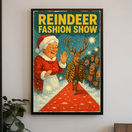Reindeer Fashion Show Vintage Holiday Animal Poster