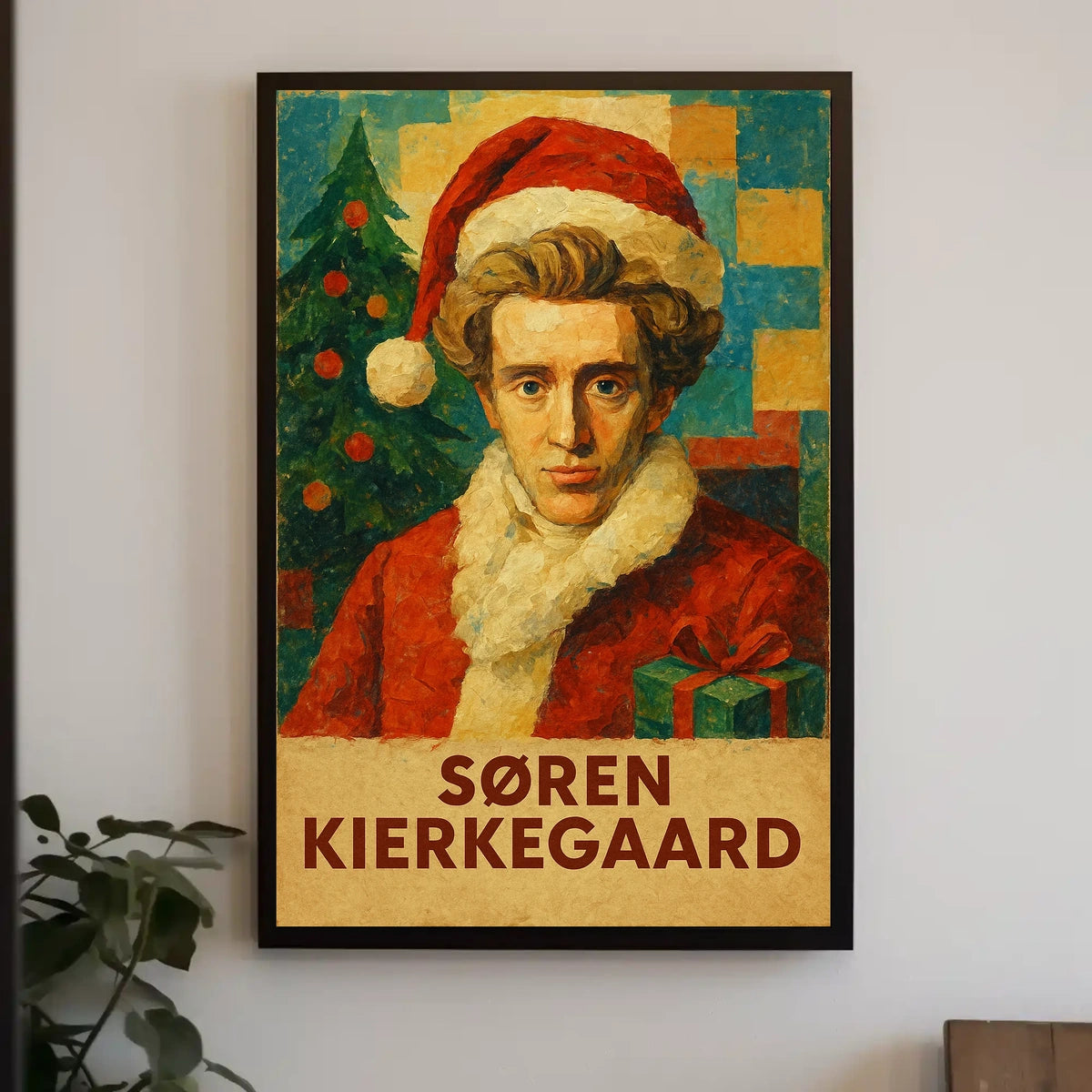 Festive Kierkegaard Christmas Pop Art Cultural Poster