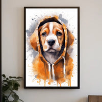 Hoodie Pup Watercolor Poster Print Wall Art