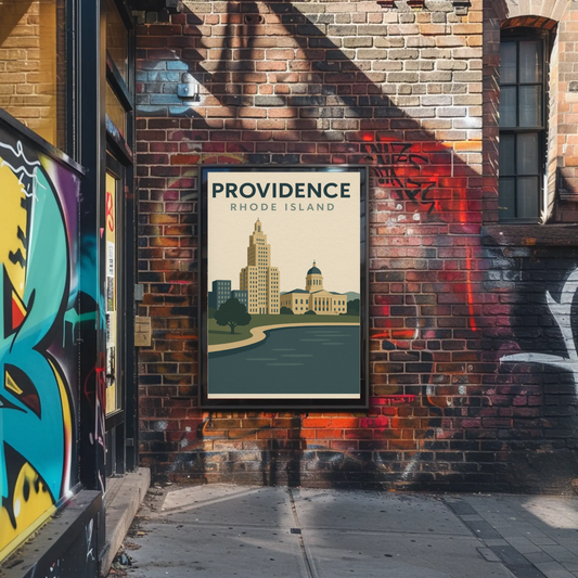Providence Rhode Island Vintage Skyline Travel Poster
