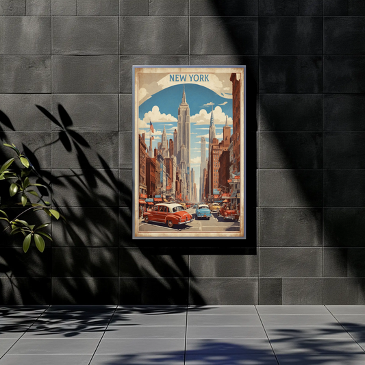New York City Empire Street View Vintage Travel Poster