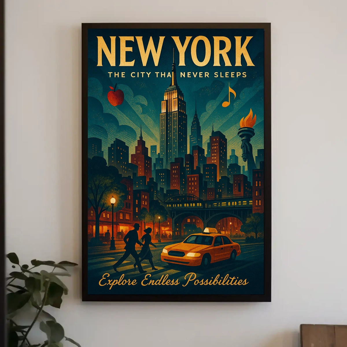 Explore New York City Skyline Poster Retro Wall Art