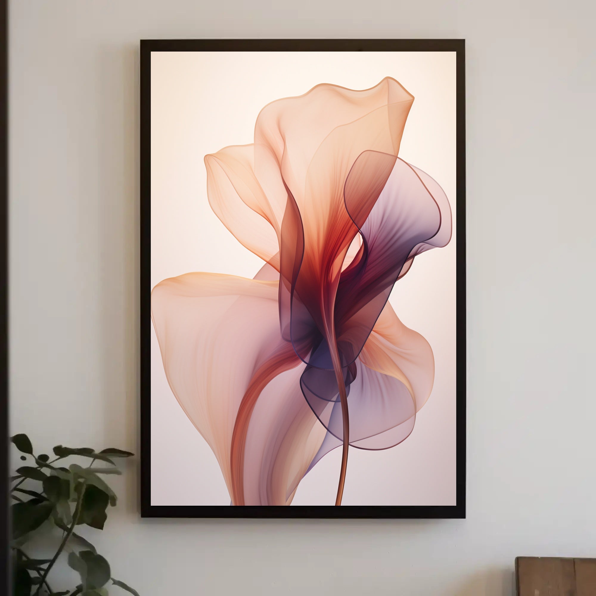Elegant Floral Abstract: Serene Pastel Art Poster