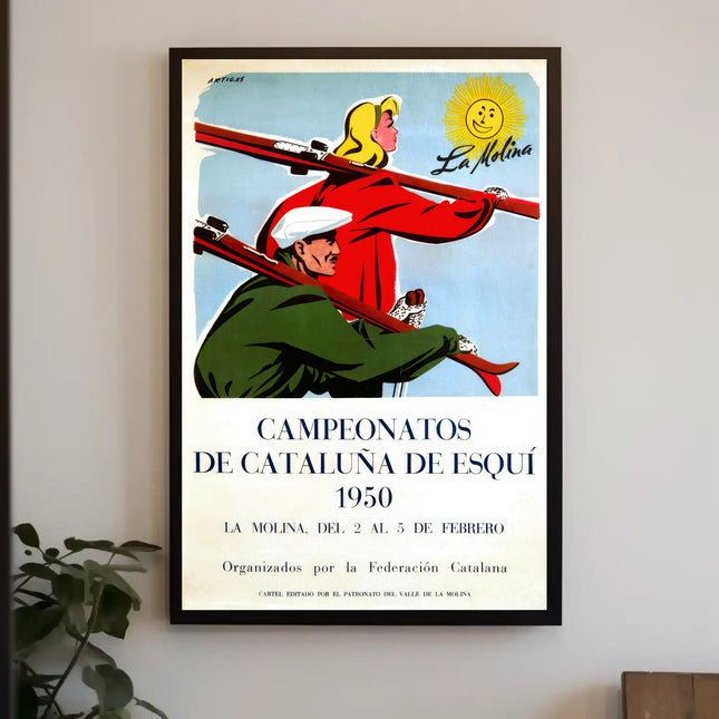 1950 Catalonia Ski Championships Vintage Sports Poster