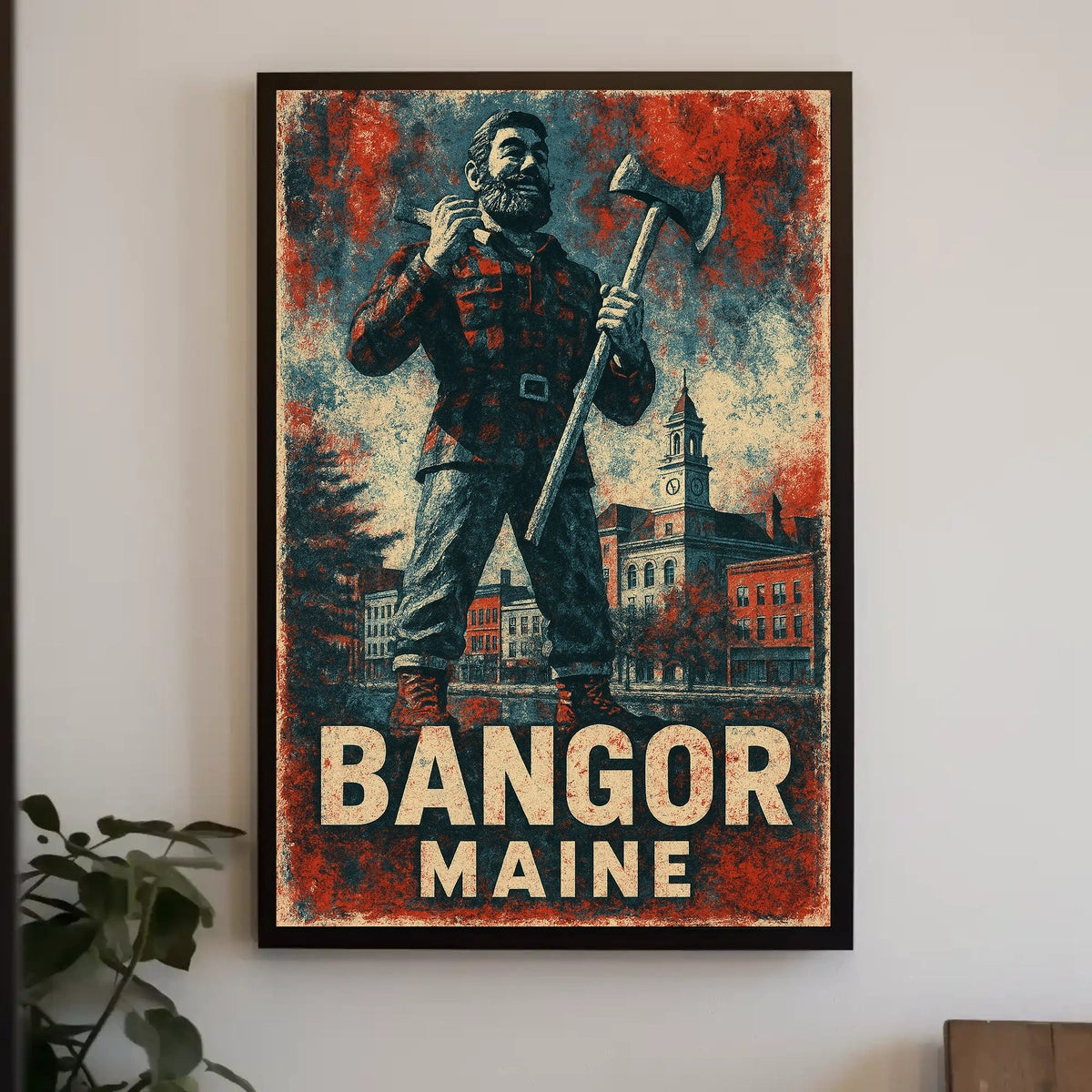 Bangor Maine Lumberjack Heritage Rustic Scenic Timeless Wall Art Decor Gift Poster